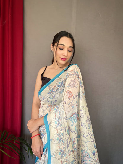 Cotton With Katha Prints Saree