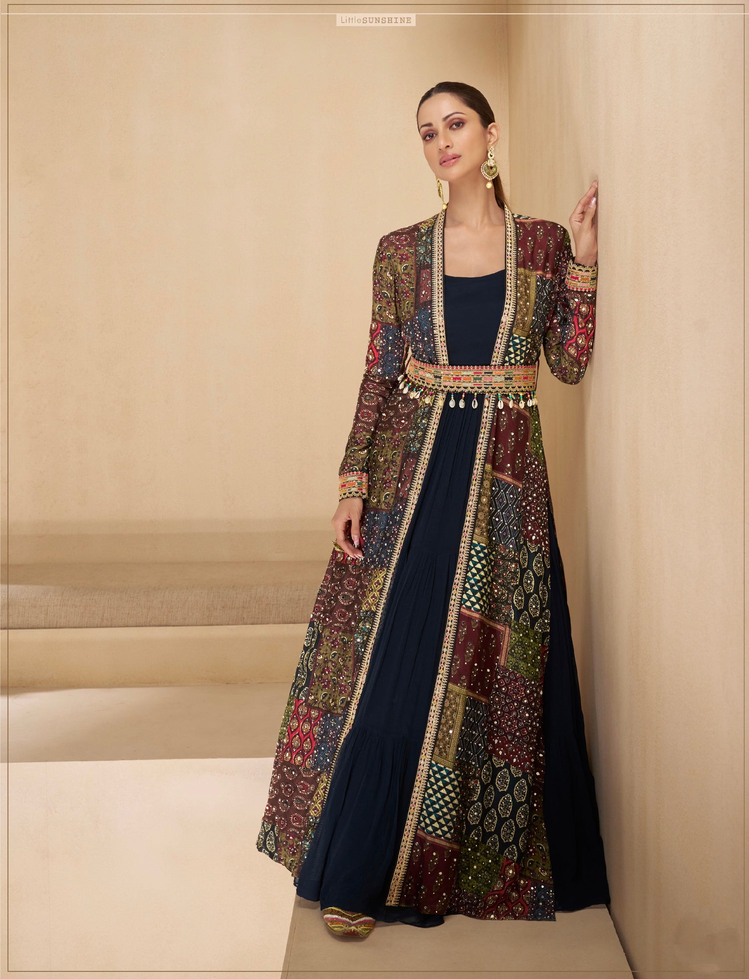 slim fit dress slacks Royal Blue Aura Zari Embellished Anarkali Full Suit Set With Dupatta I main image 0