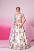 Cream Silk Bridal Lehenga Set with Mirror & Multicolor Organza Dupatta
