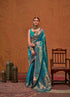 Turquoise Blue Handloom Weaving Silk Saree with Silk Blouse