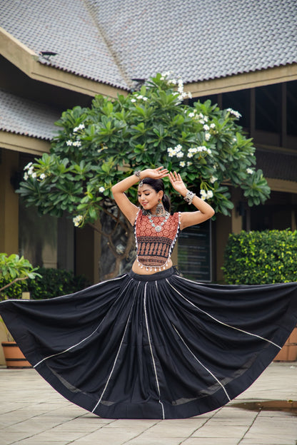 Fully Black Gujarati Chaniya Choli For Garba
