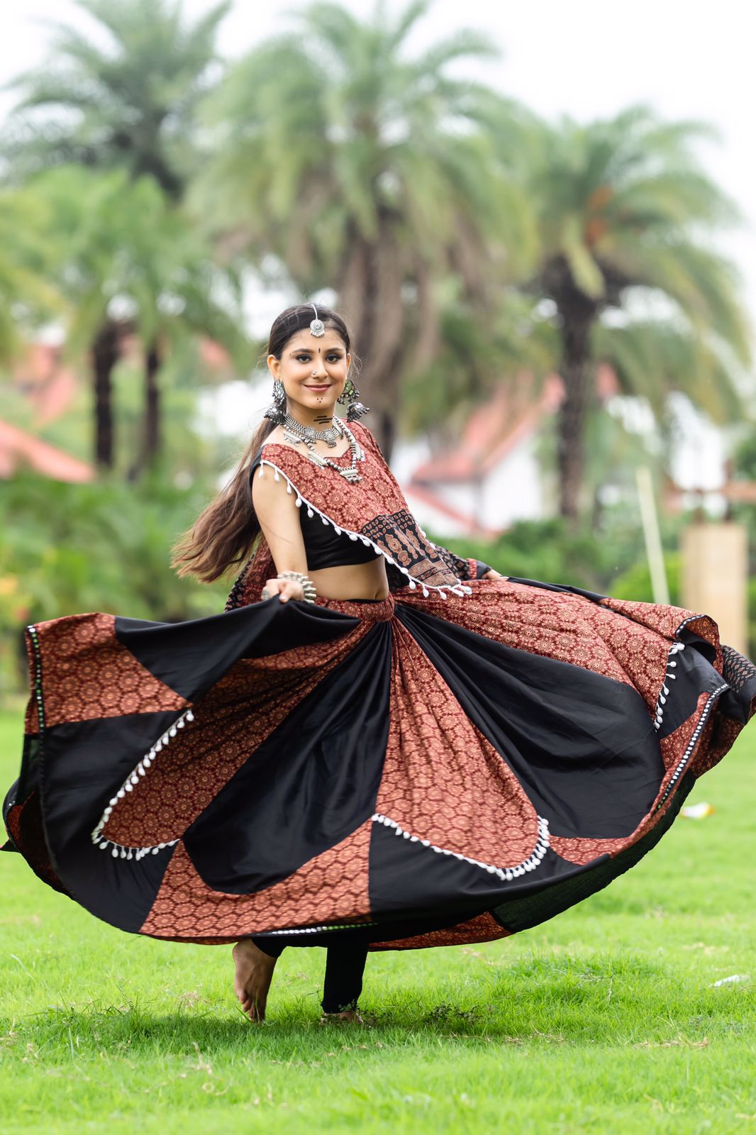 New Style Maroon Rajwadi Lehenga Choli For Navratri