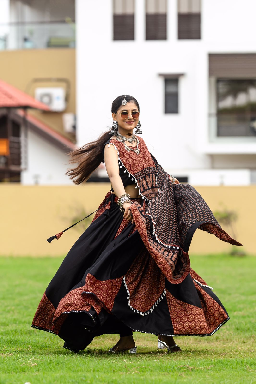 New Style Maroon Rajwadi Lehenga Choli For Navratri