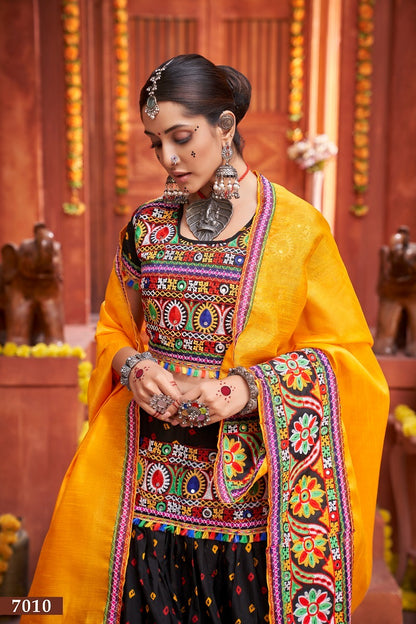 Navratri Special Cotton Silk Lehenga in Black