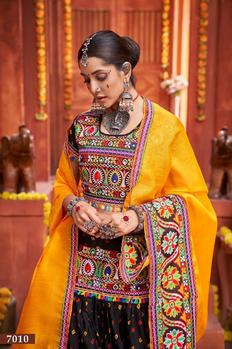 Navratri Special Cotton Silk Lehenga in Black