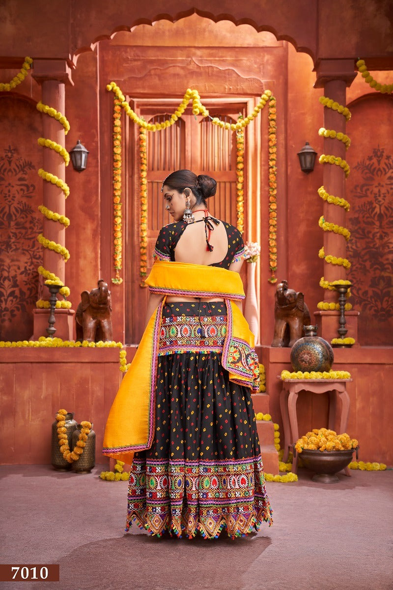 Navratri Special Cotton Silk Lehenga in Black
