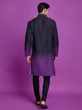 Black & Dusty Purple Kurta Dupatta Set with Hand Mirror Work