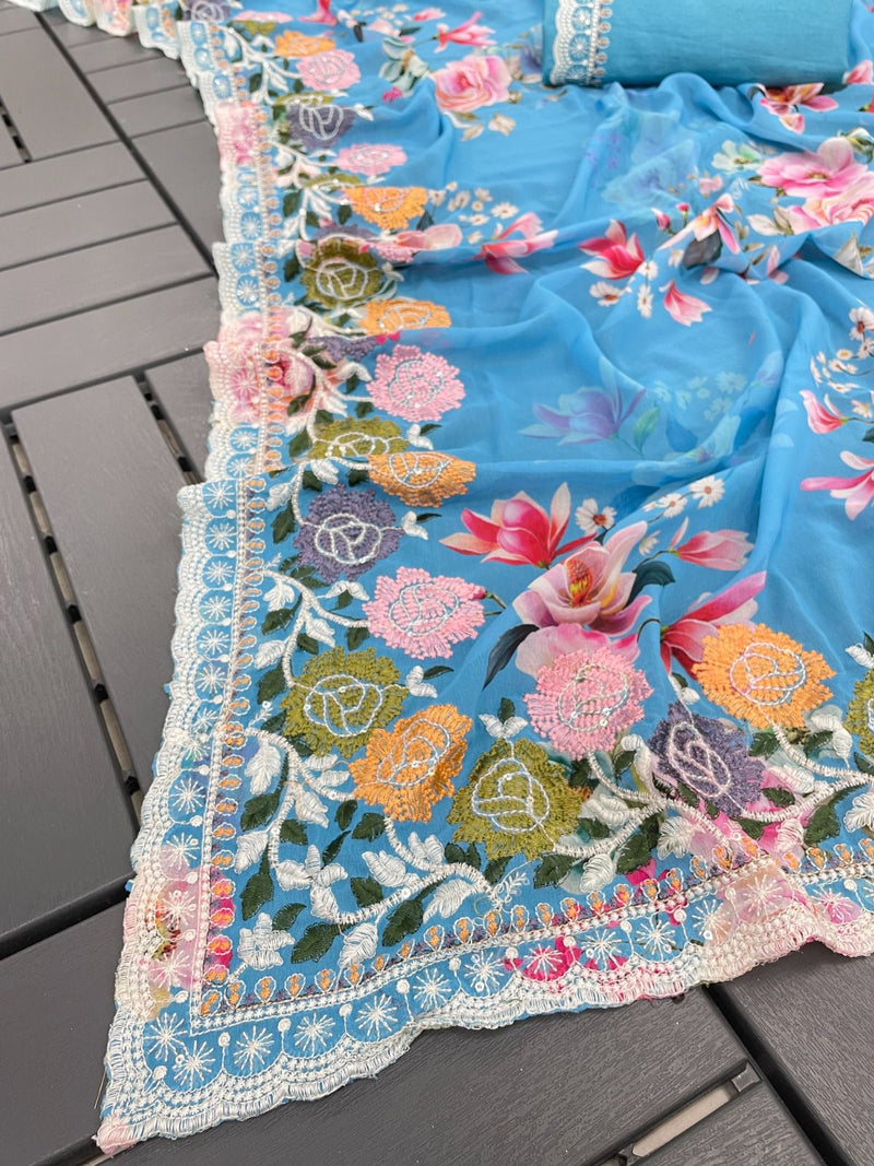 Georgette Sequance Saree