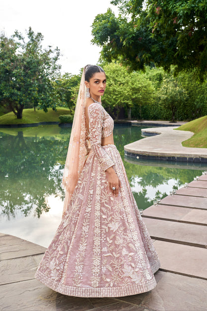 Nude Organza Bridal Lehenga with Zarkan &amp; Sequins Work