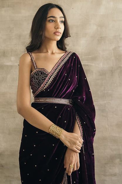 Beautiful Designer Wedding Special Pure 9000 Velvet Saree