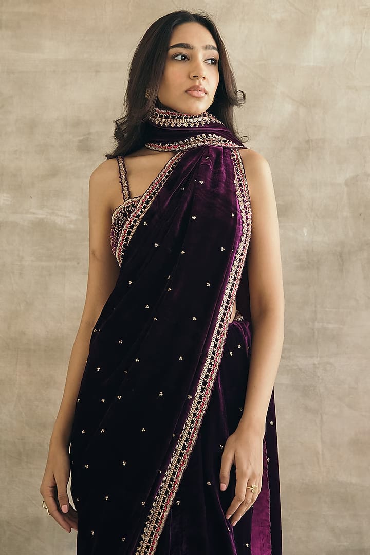 Beautiful Designer Wedding Special Pure 9000 Velvet Saree