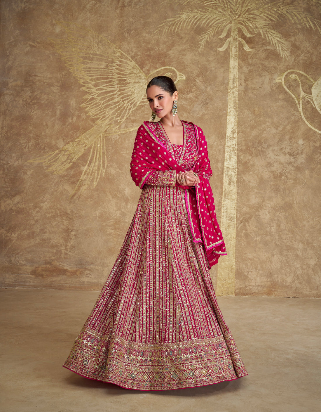 hot pink dress online india BUY ELEGANT HOT PINK INDIAN RECEPTION DRESS FOR BRIDE # B2060