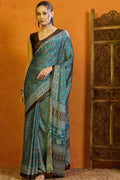 Ajrakh Print Japan Crape Saree