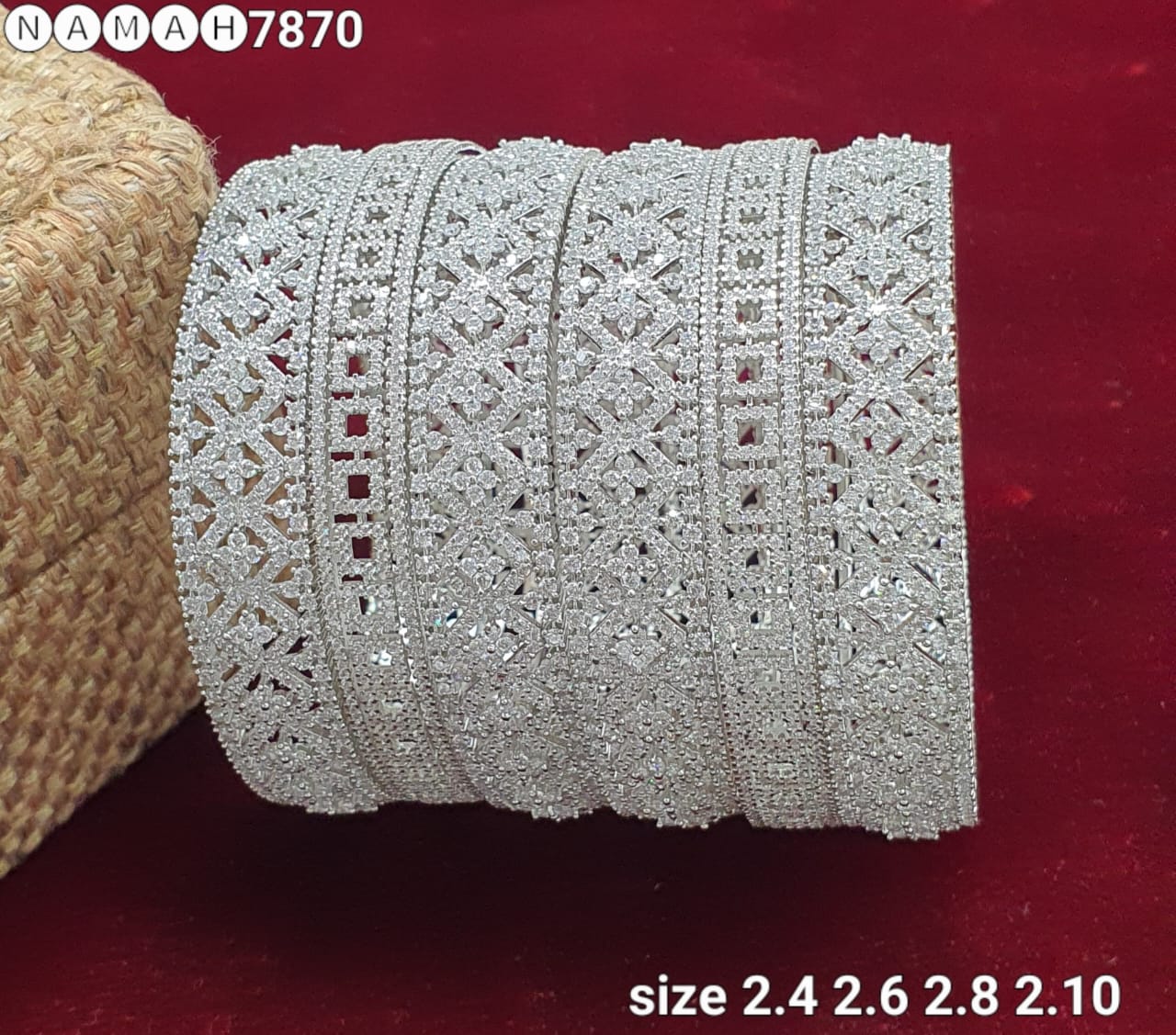 Beautiful American Diamond Antique Stone Bangle &amp; Bracelet Set