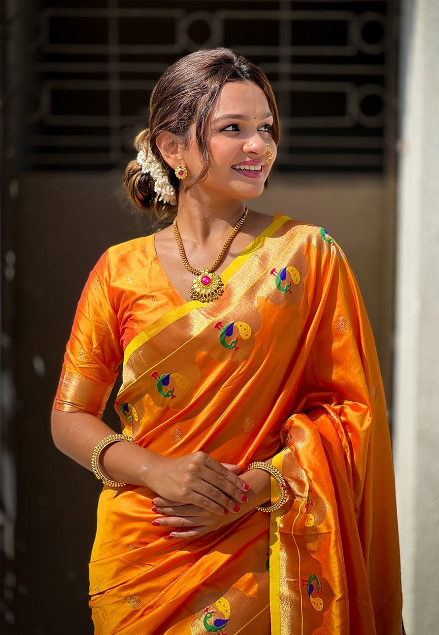 Women's Designer Banarasi Paithani Silk with Meenakari Pallu Saree