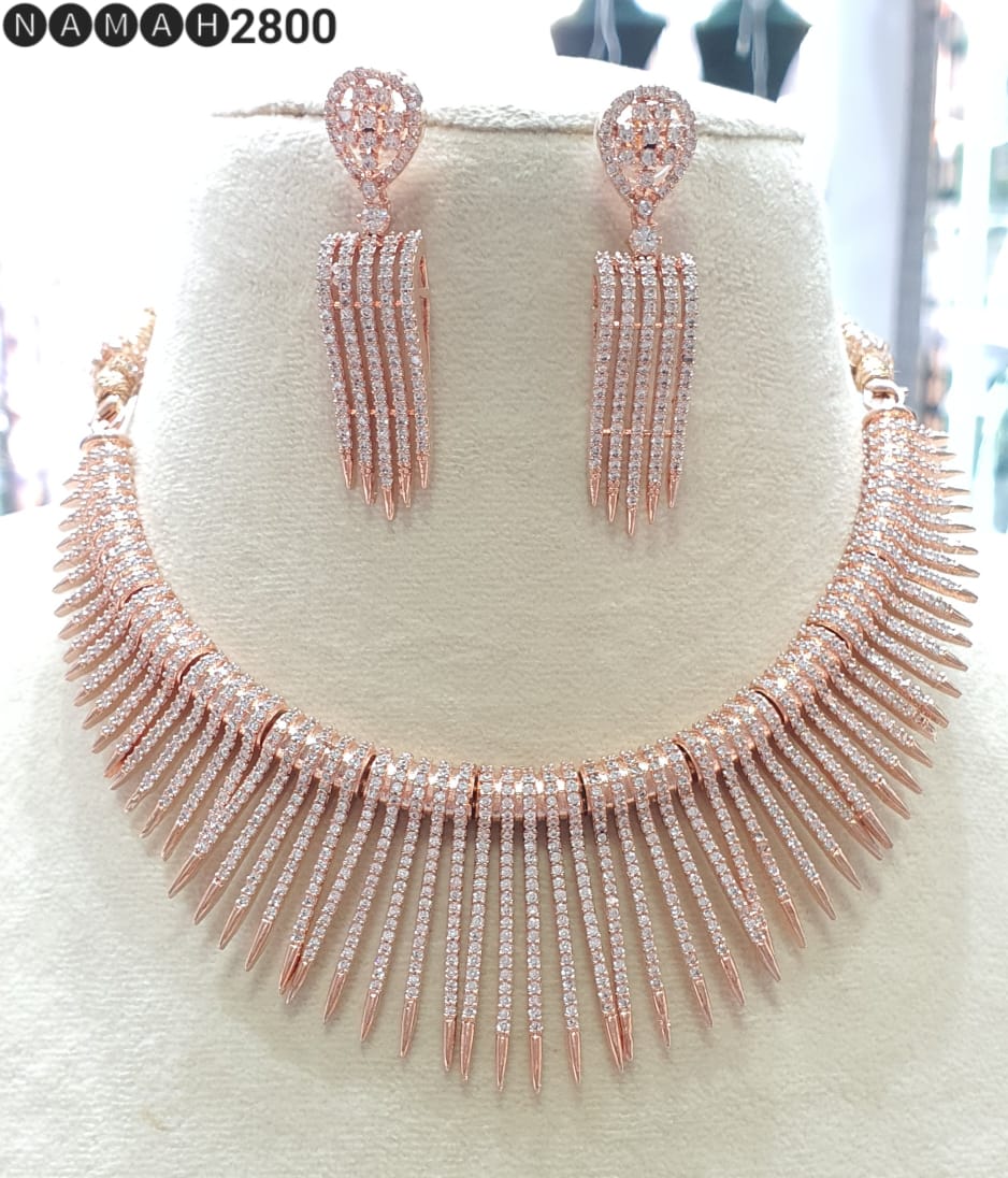 American Diamond Antique Stone Necklace Set