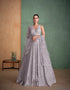 Silver Grey Sequined Georgette Bridal Lehenga with Modern Embroidery