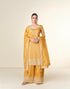 Mustard Yellow Premium Tissue Crush Palazzo Suit with White Embroidery