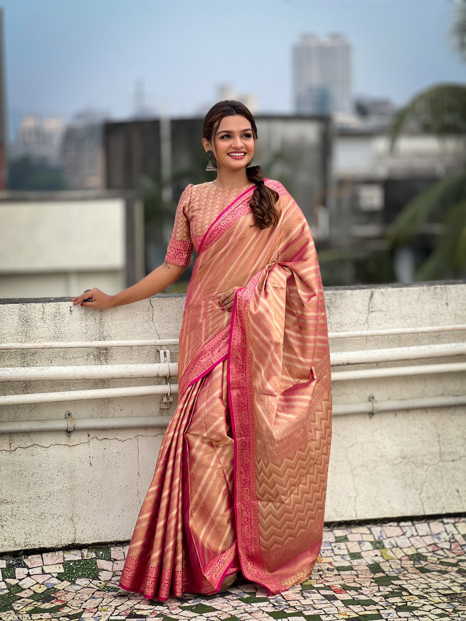 Tissue Leheriya Saree