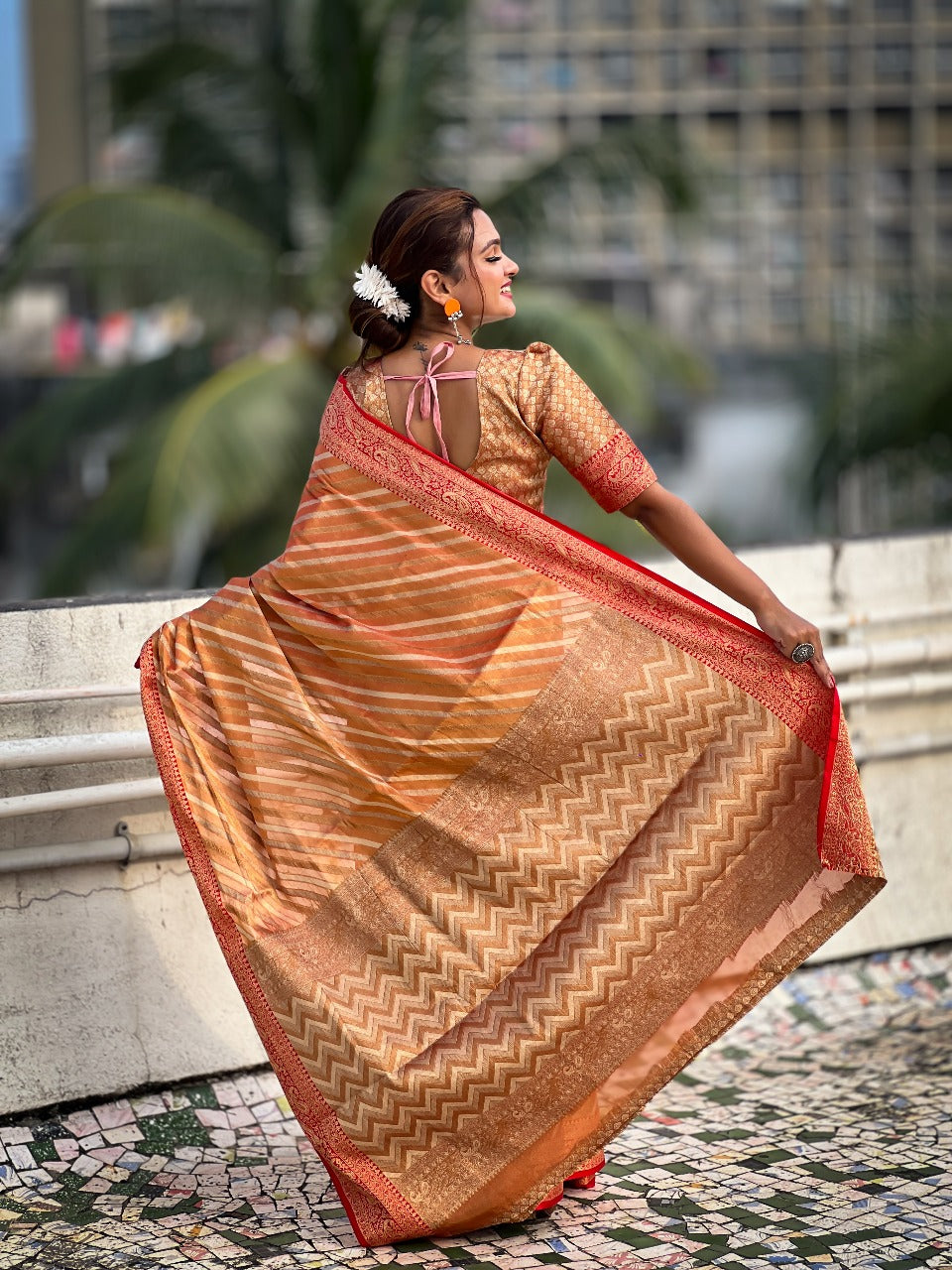 Tissue Leheriya Saree