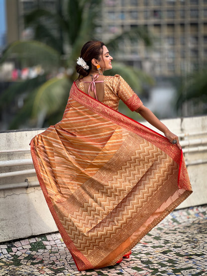 Tissue Leheriya Saree