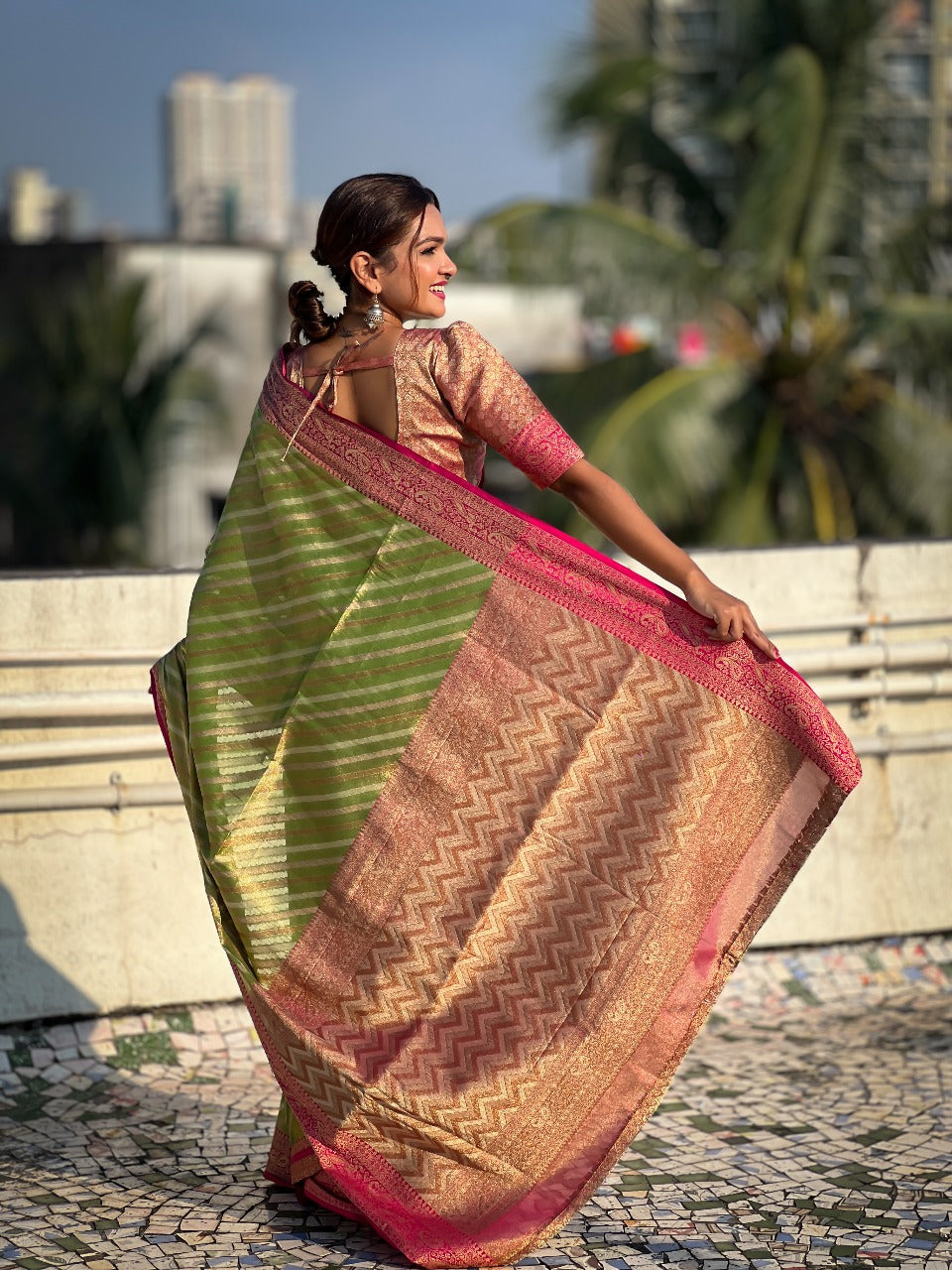 Tissue Leheriya Saree