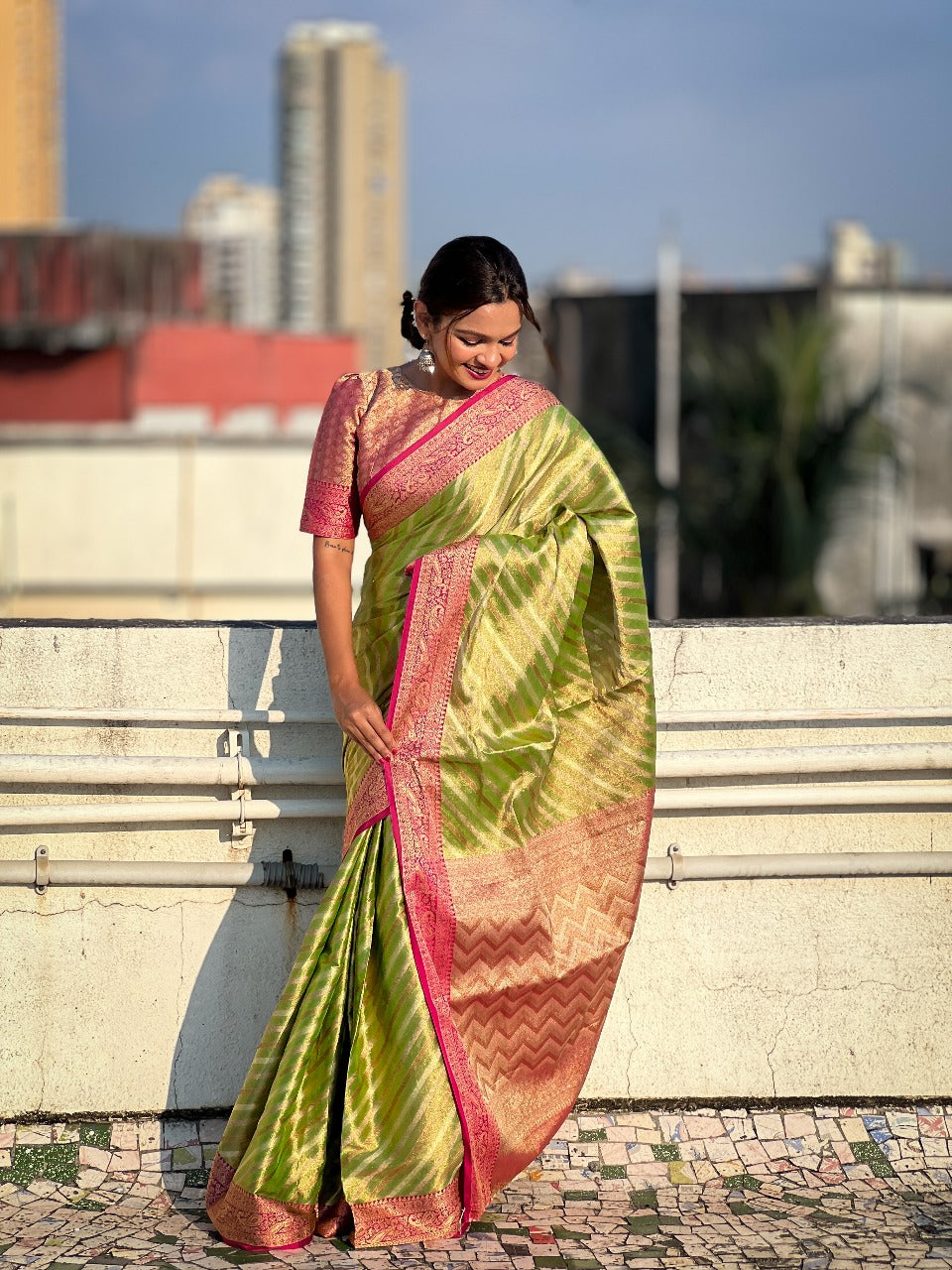 Tissue Leheriya Saree