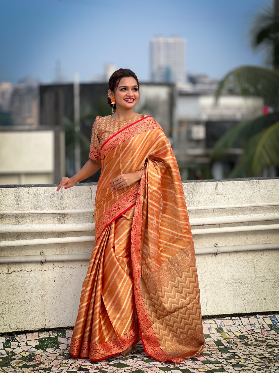 Tissue Leheriya Saree