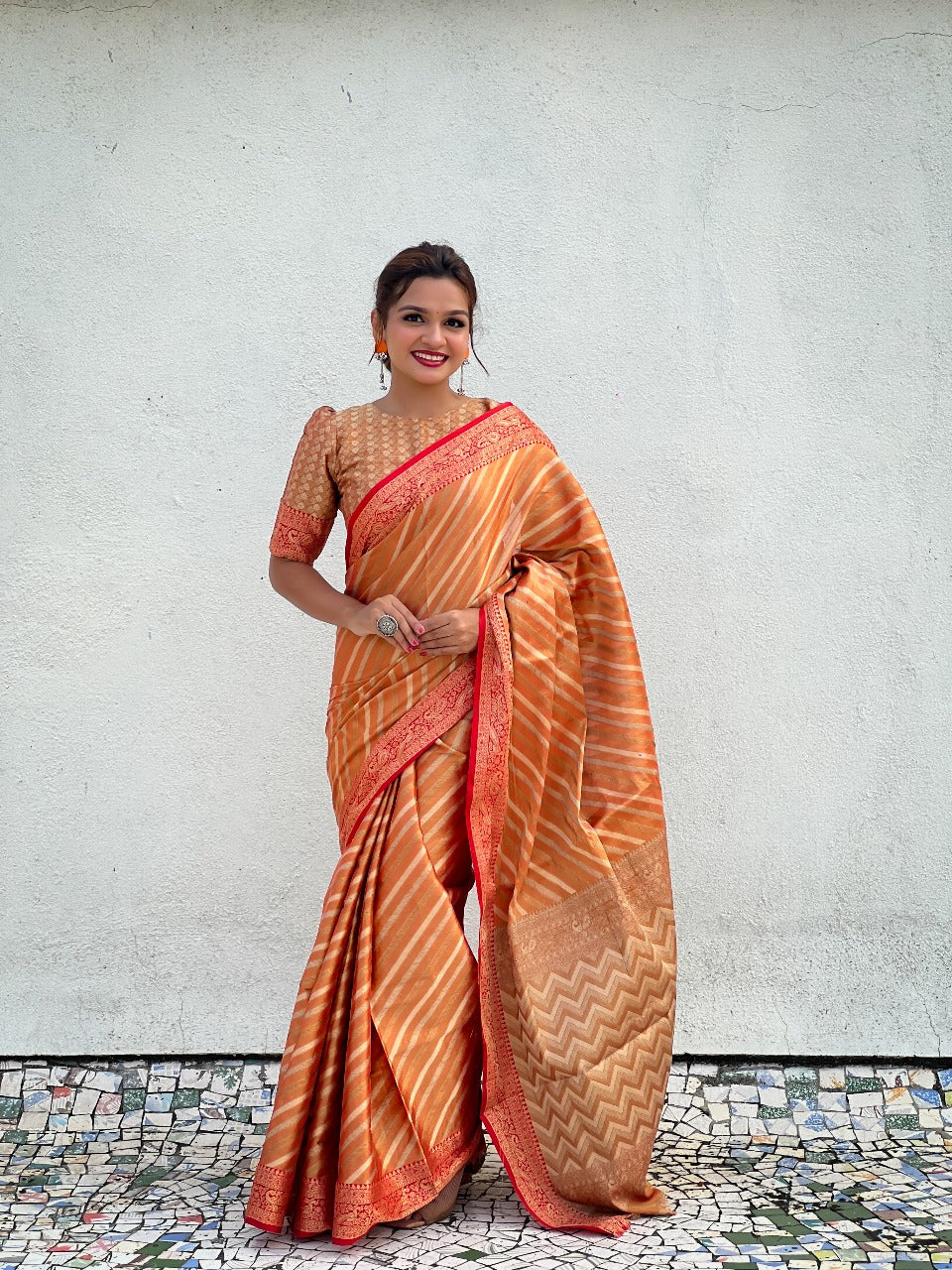 Tissue Leheriya Saree