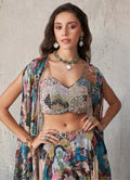 Floral Khatli Work Lehenga Set with Vibrant Multicolor Print