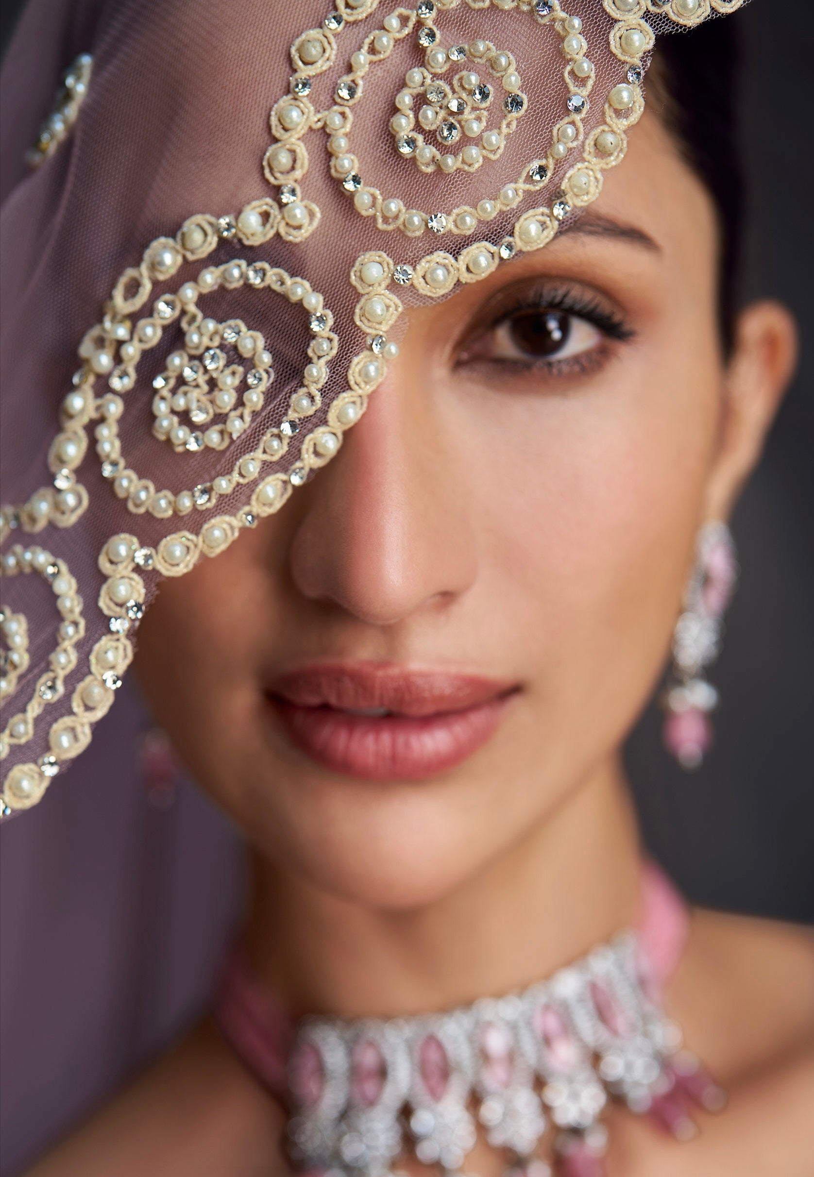 Champagne Gold Embroidered Net Lehenga with Moti &amp; Seroski Diamonds