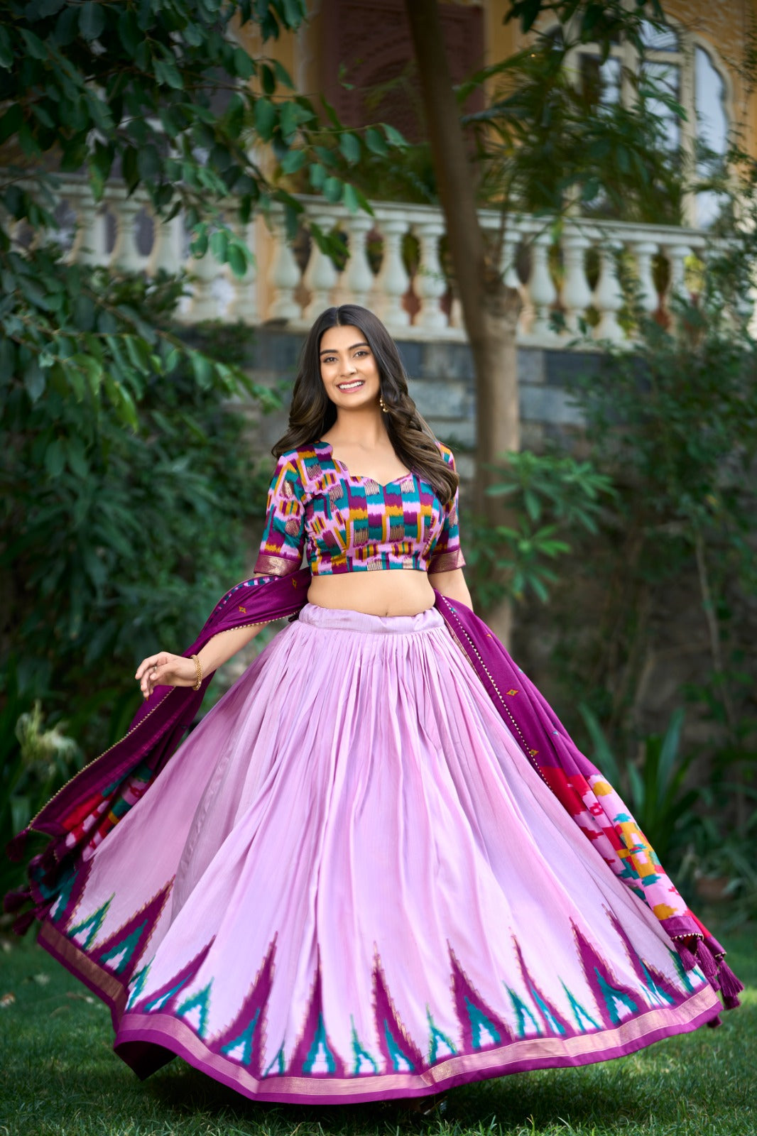 Tussar Silk Floral Print Lehenga Choli