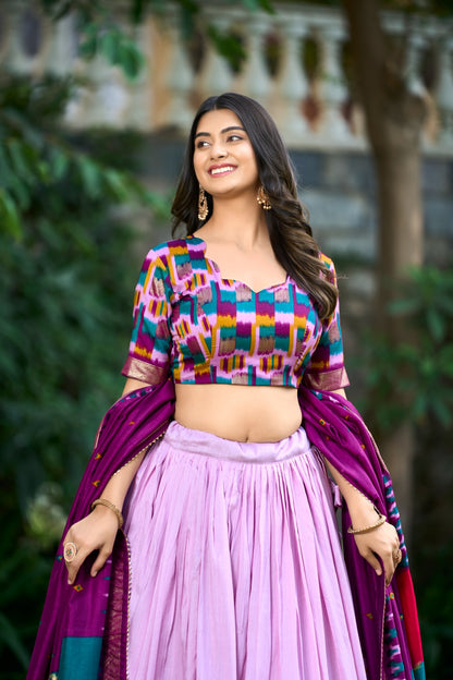 Tussar Silk Floral Print Lehenga Choli