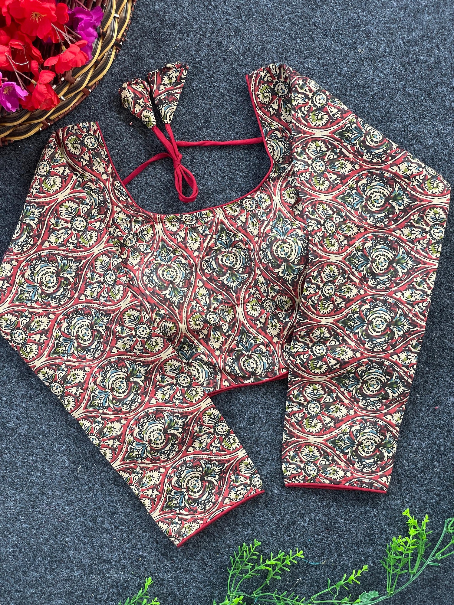 Long Sleeve Kalamkari Blouse