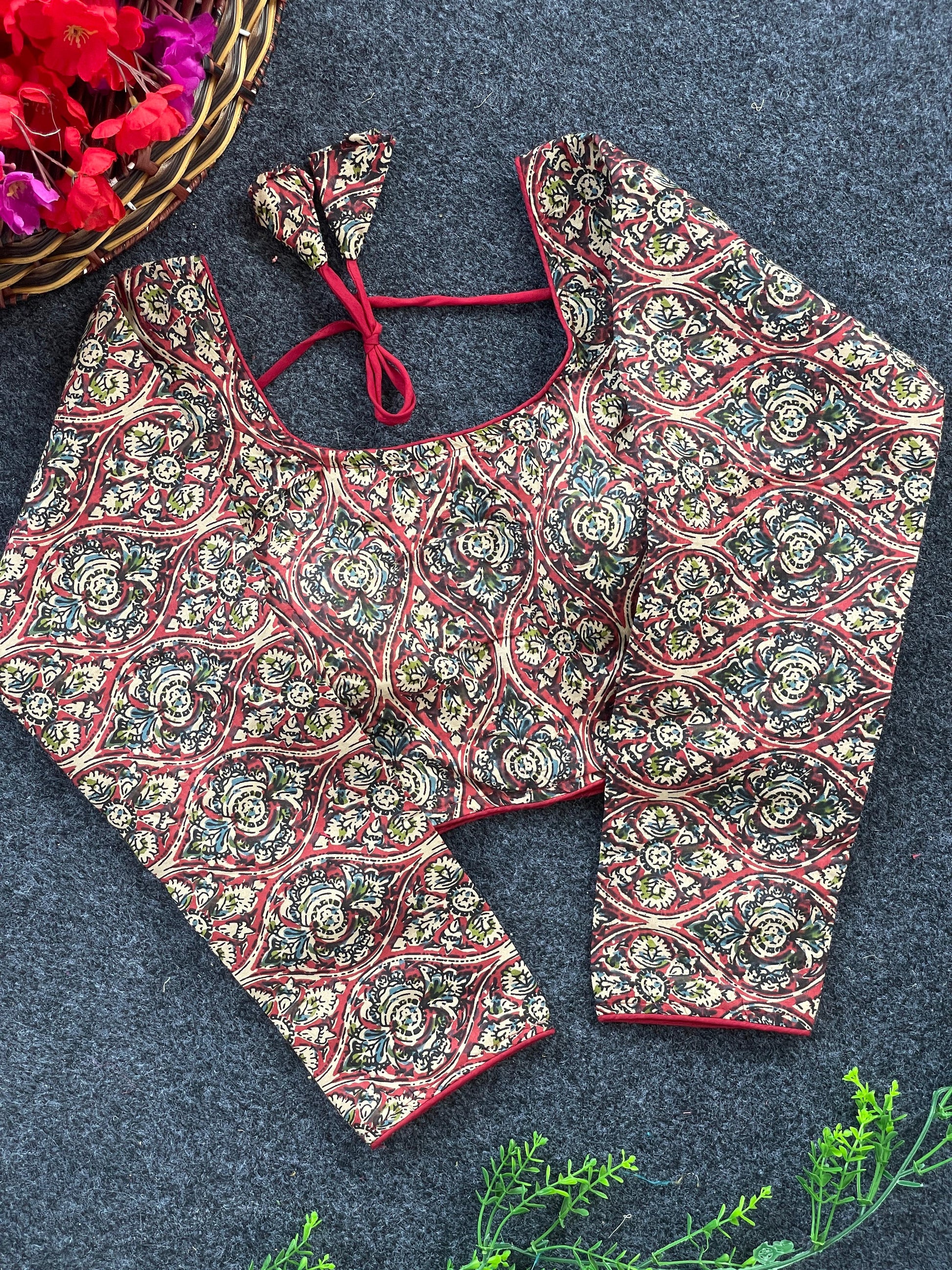 Long Sleeve Kalamkari Blouse