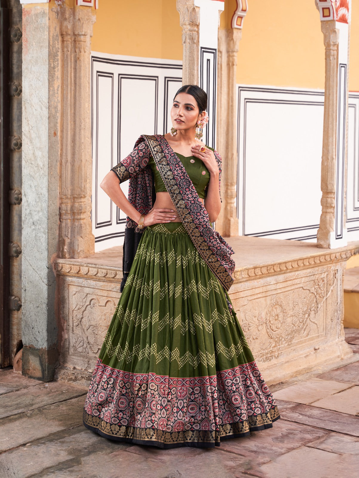 Ajrakh Print Lehenga Choli
