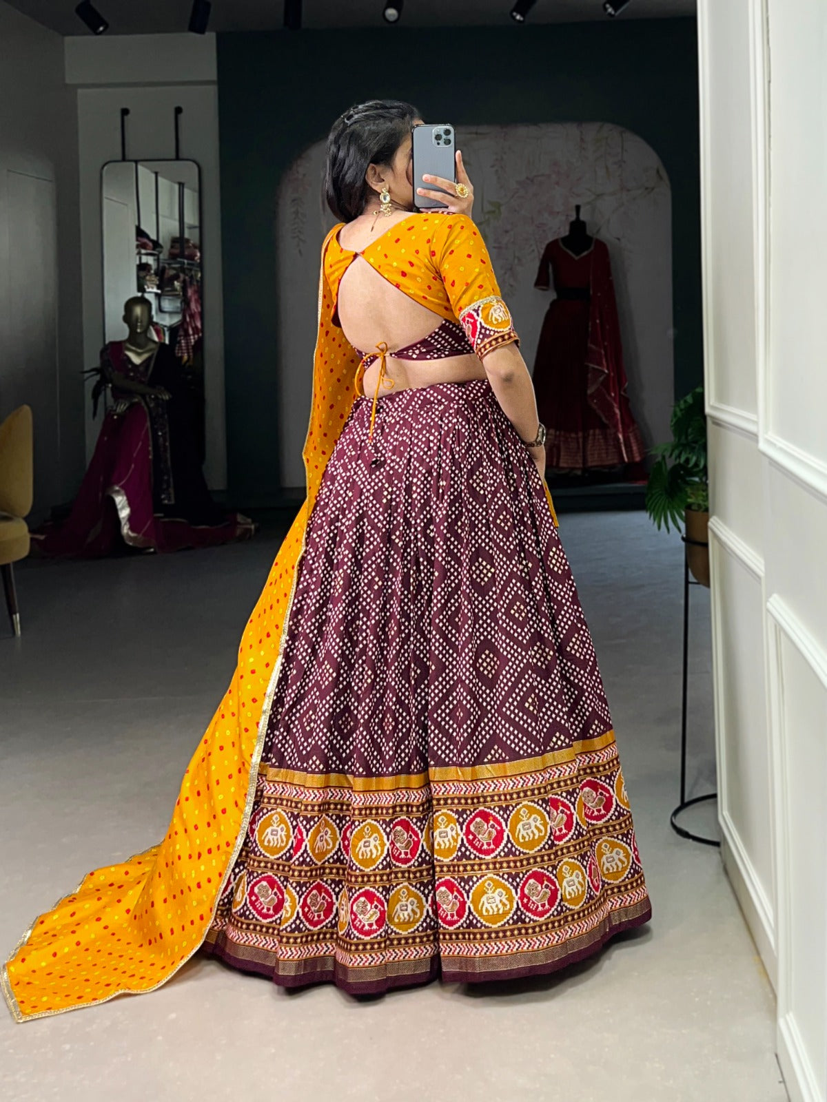 Bandhej &amp; Patola Print Lehenga Choli