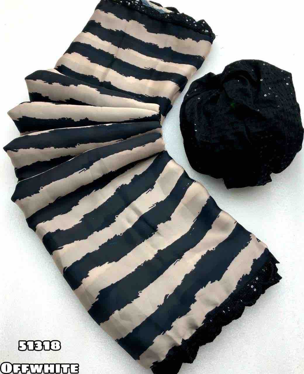 Black & White Digital Printed Saree