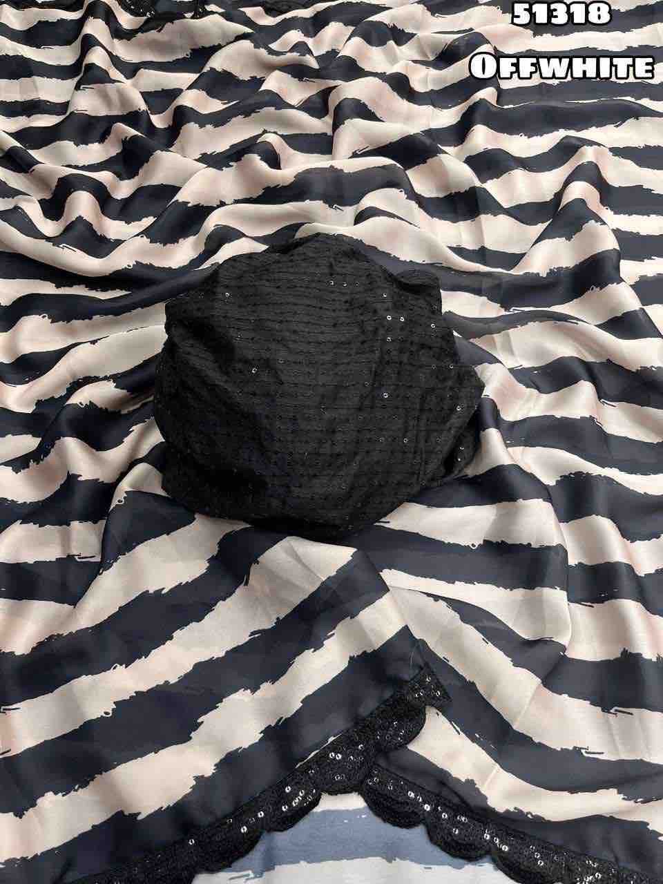 Black & White Digital Printed Saree