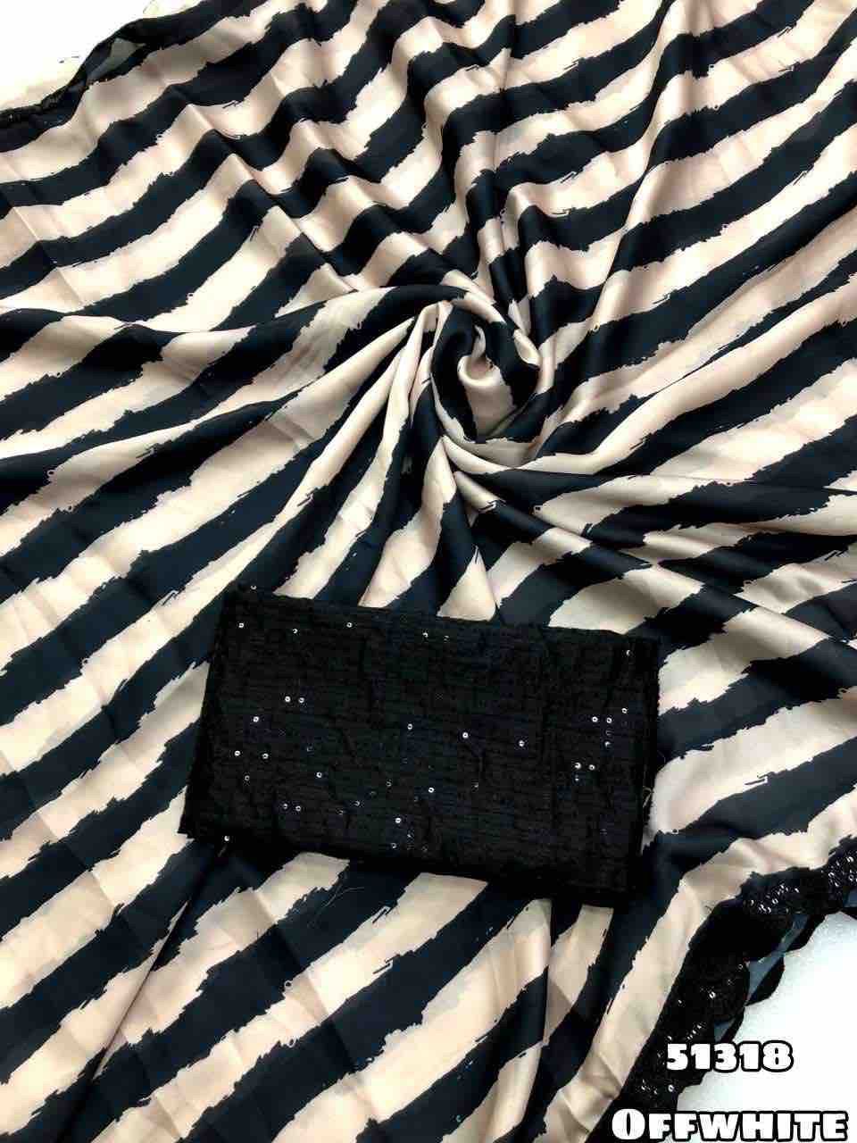 Black & White Digital Printed Saree