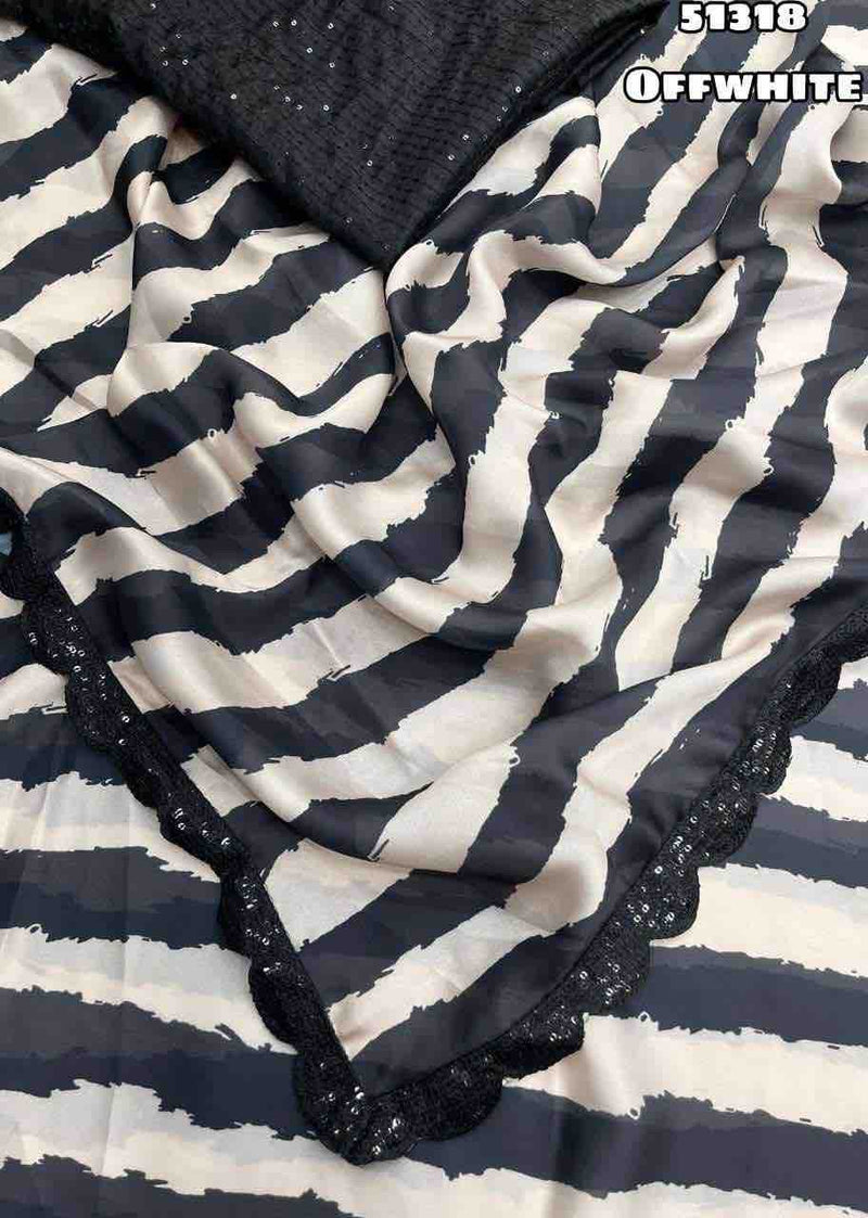 Black & White Digital Printed Saree