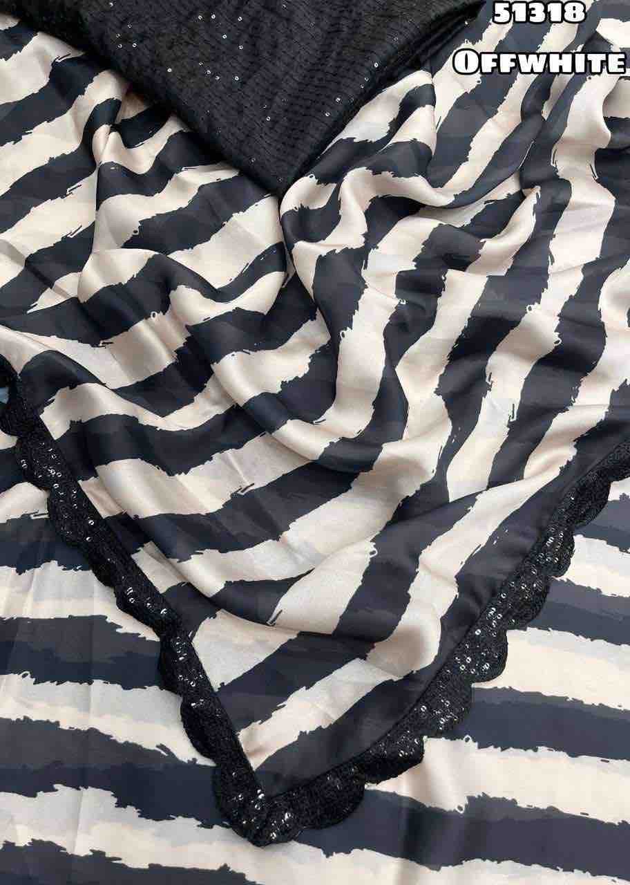 Black & White Digital Printed Saree