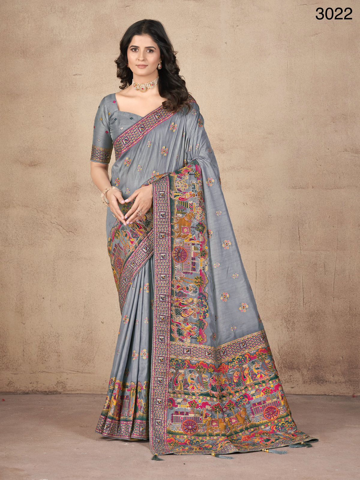 Pashmina Silk with Khatali Handwork Saree