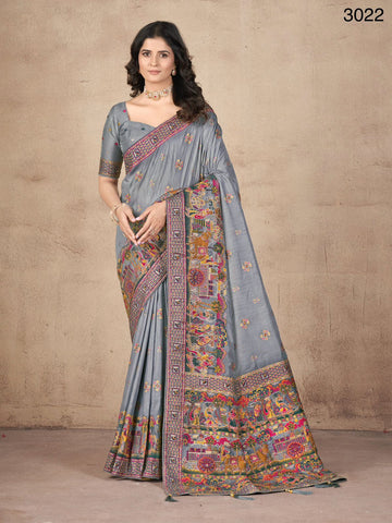 Pashmina Silk with Khatali Handwork Saree
