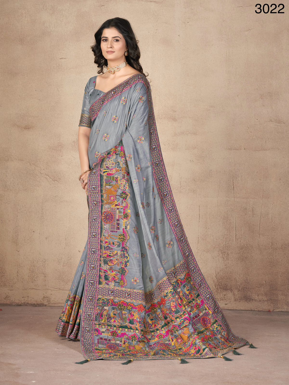 Pashmina Silk with Khatali Handwork Saree
