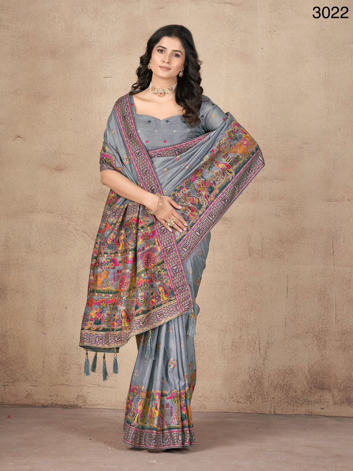 Pashmina Silk with Khatali Handwork Saree