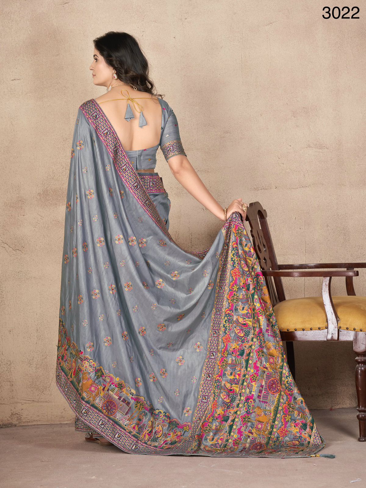 Pashmina Silk with Khatali Handwork Saree