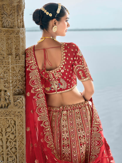 Red Bridal Lehenga with Royal Embroidery and Opulent Detailing