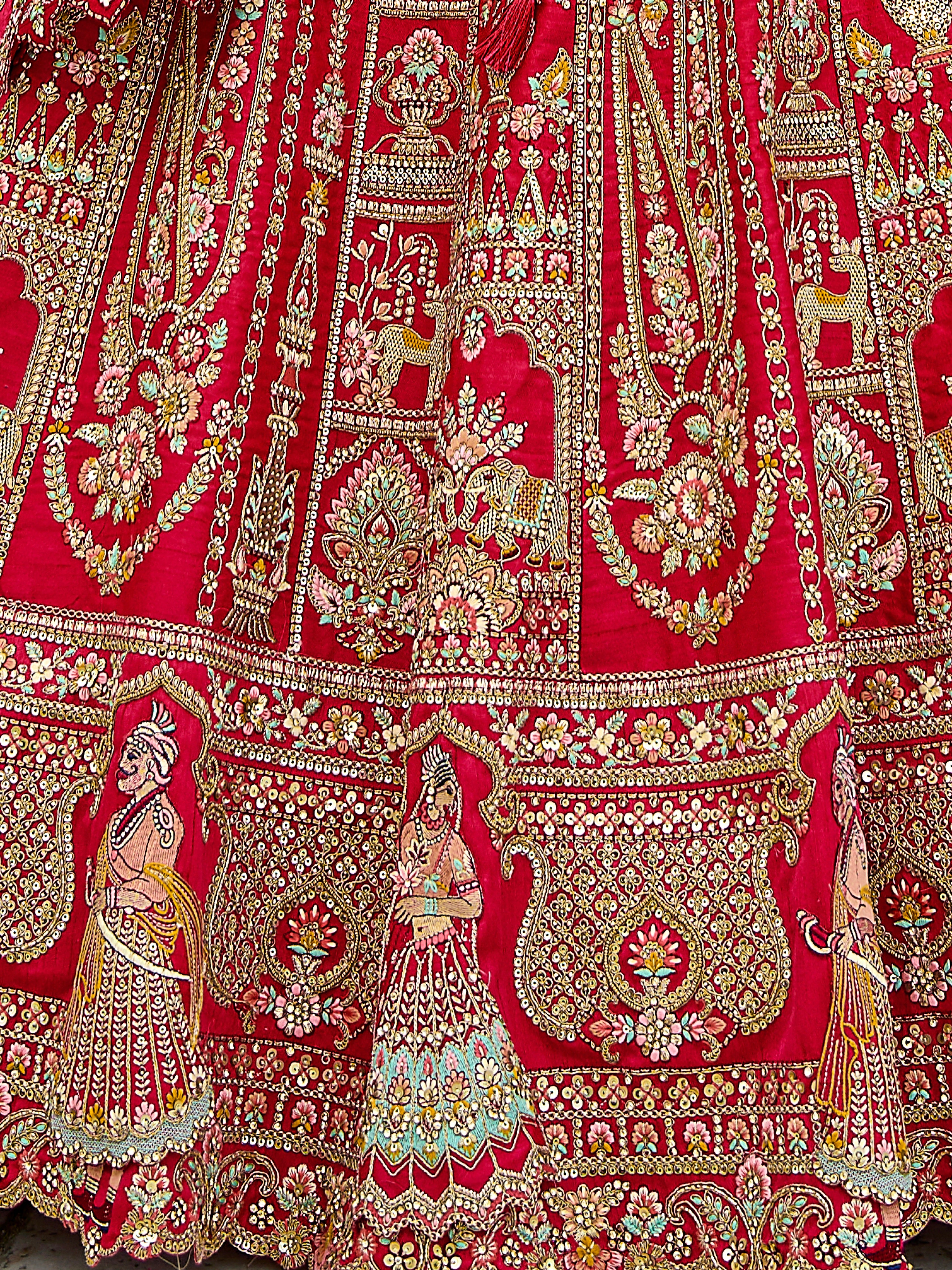 Deep Red Traditional Bridal Lehenga with Heavy Embroidery