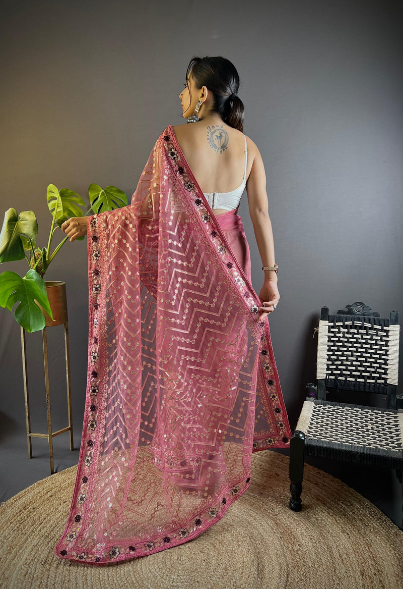 Butterfly Net Saree